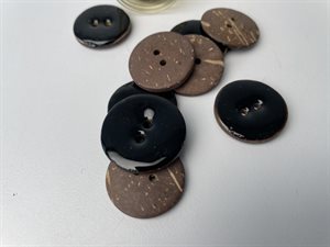 Kokos knap med emalje - sort, 23 mm